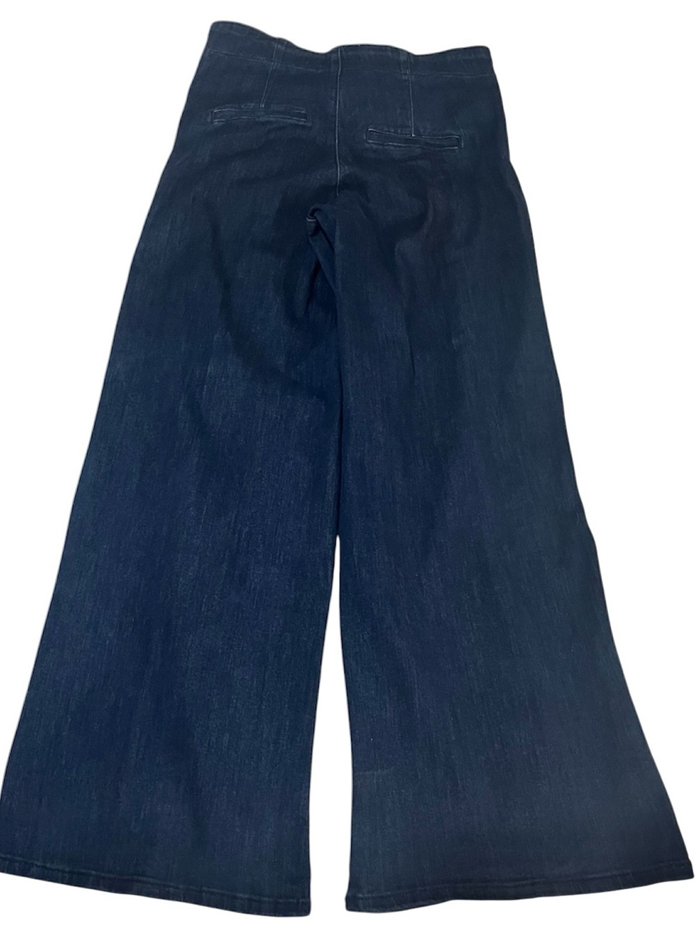 Express Stretch Wide Leg High Rise Navy Blue Silver Button Jeans Pants 6 - Picture 4 of 8